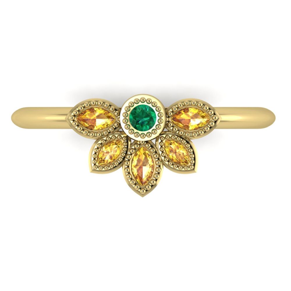 Astraea Liberty Emerald With Yellow Sapphires Gold Ring