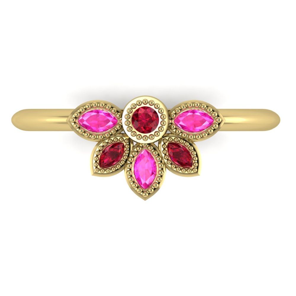 Astraea Liberty Ruby With Pink Sapphires Gold Ring