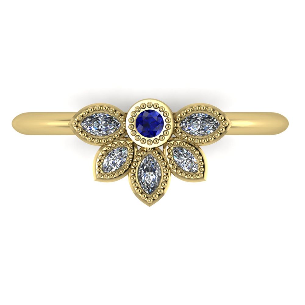 Astraea Liberty Sapphire With Diamonds Gold Ring