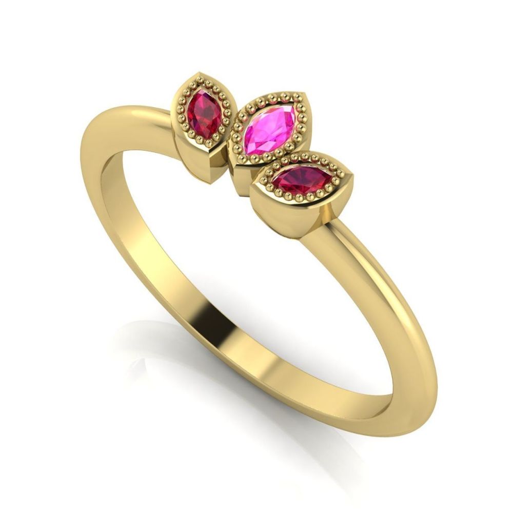 Astraea Echo - Rubies, Pink Sapphire & Yellow Gold Ring