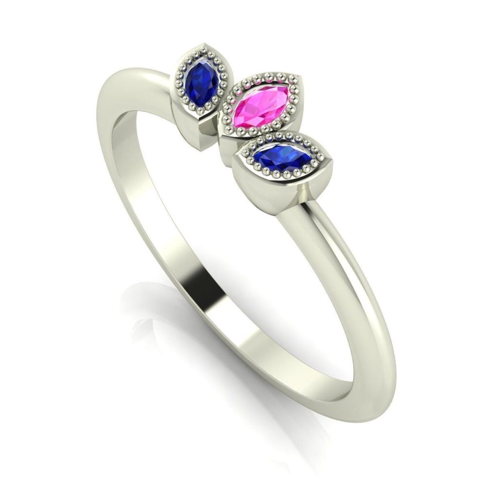 Astraea Echo - Pink & Blue Sapphire & Rose Gold Ring