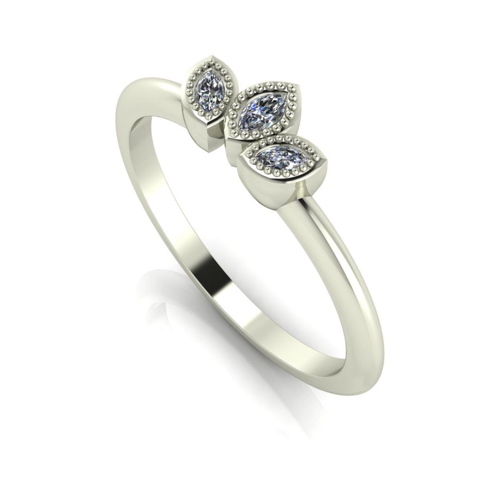 Astraea Liberty & Echo Wedding & Engagement Ring Set - White Gold , Sapphire With Diamonds