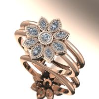Astraea Liberty & Echo Wedding & Engagement Ring Set - Rose Gold With Diamonds