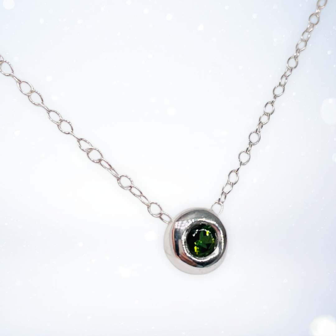 Green Tourmaline Silver Necklace