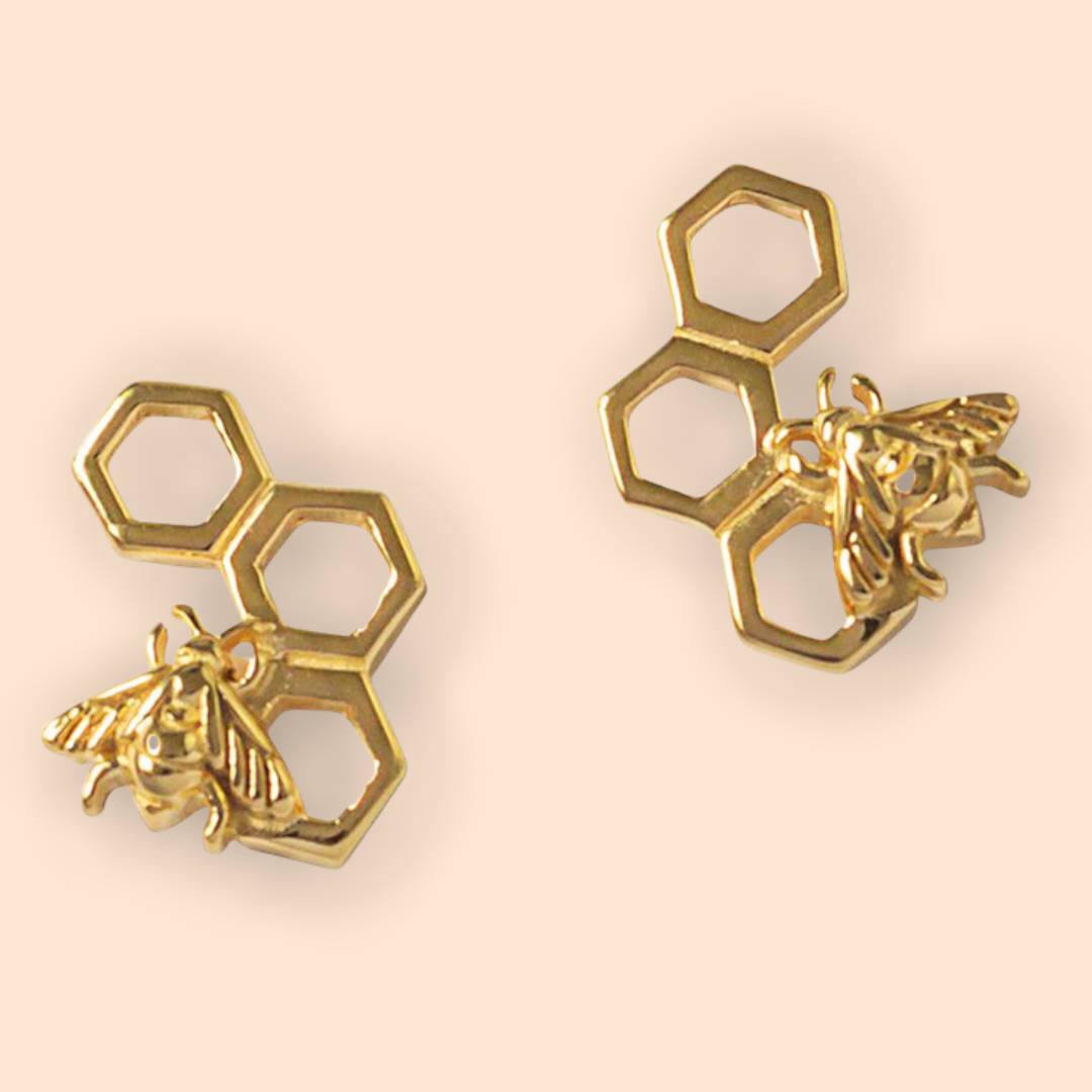 Gold Bumble Bee Earrings