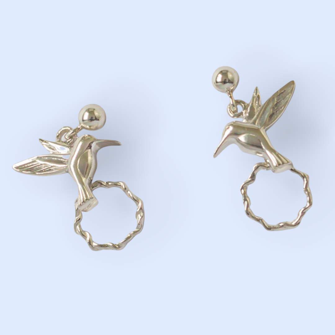 Silver Humming Bird Earrings