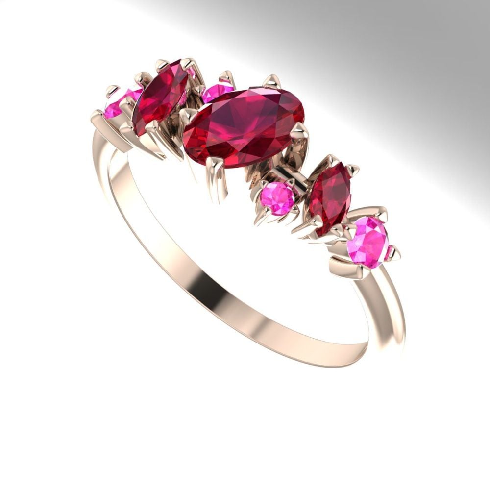 Rubies  & Pink Sapphire Rose Gold Atlantis Paradise Ring