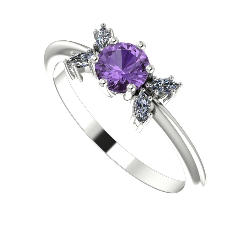 Flutterby Violet Sapphire & Diamond White Gold Ring