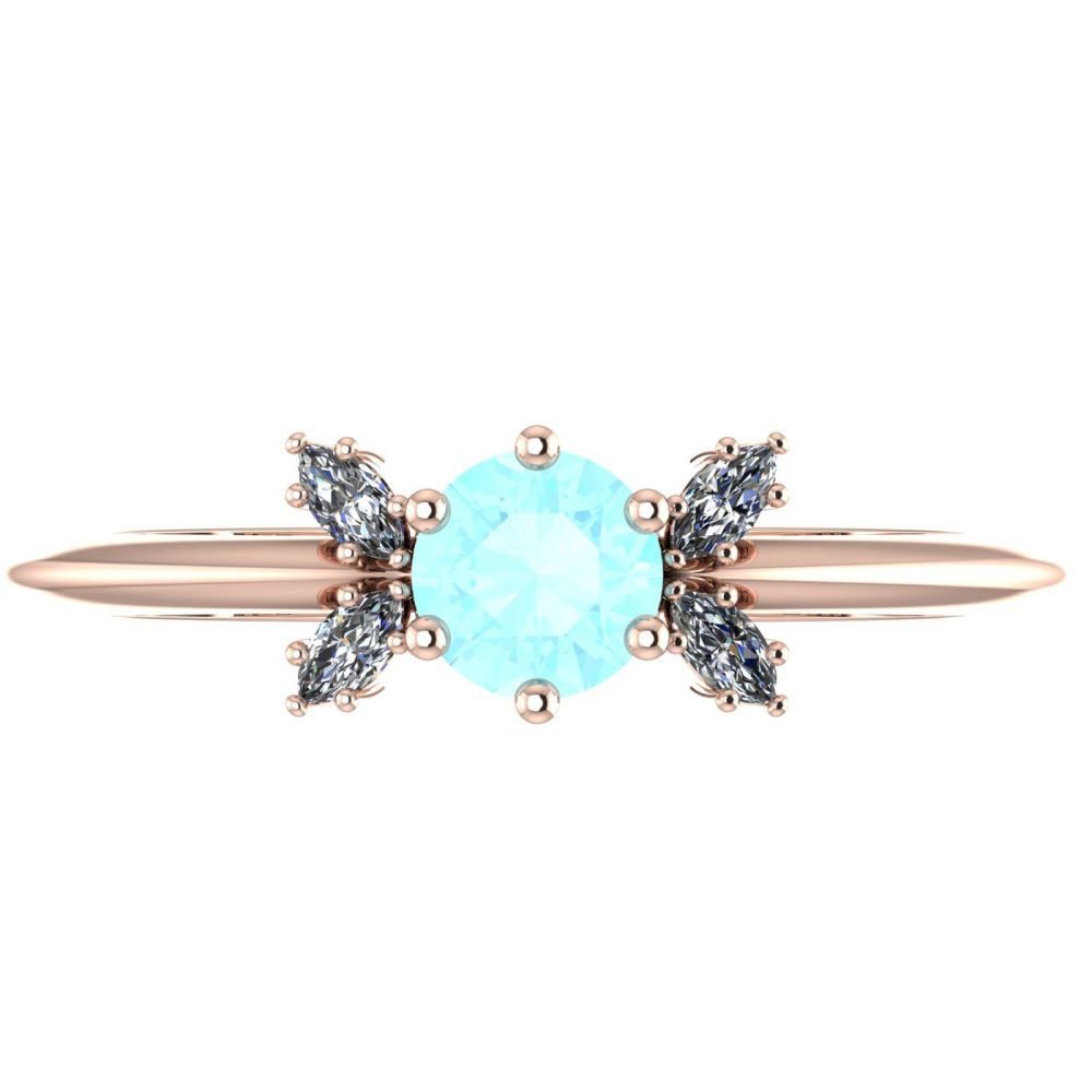 Flutterby Aquamarine, Diamond's & Rose Gold Ring