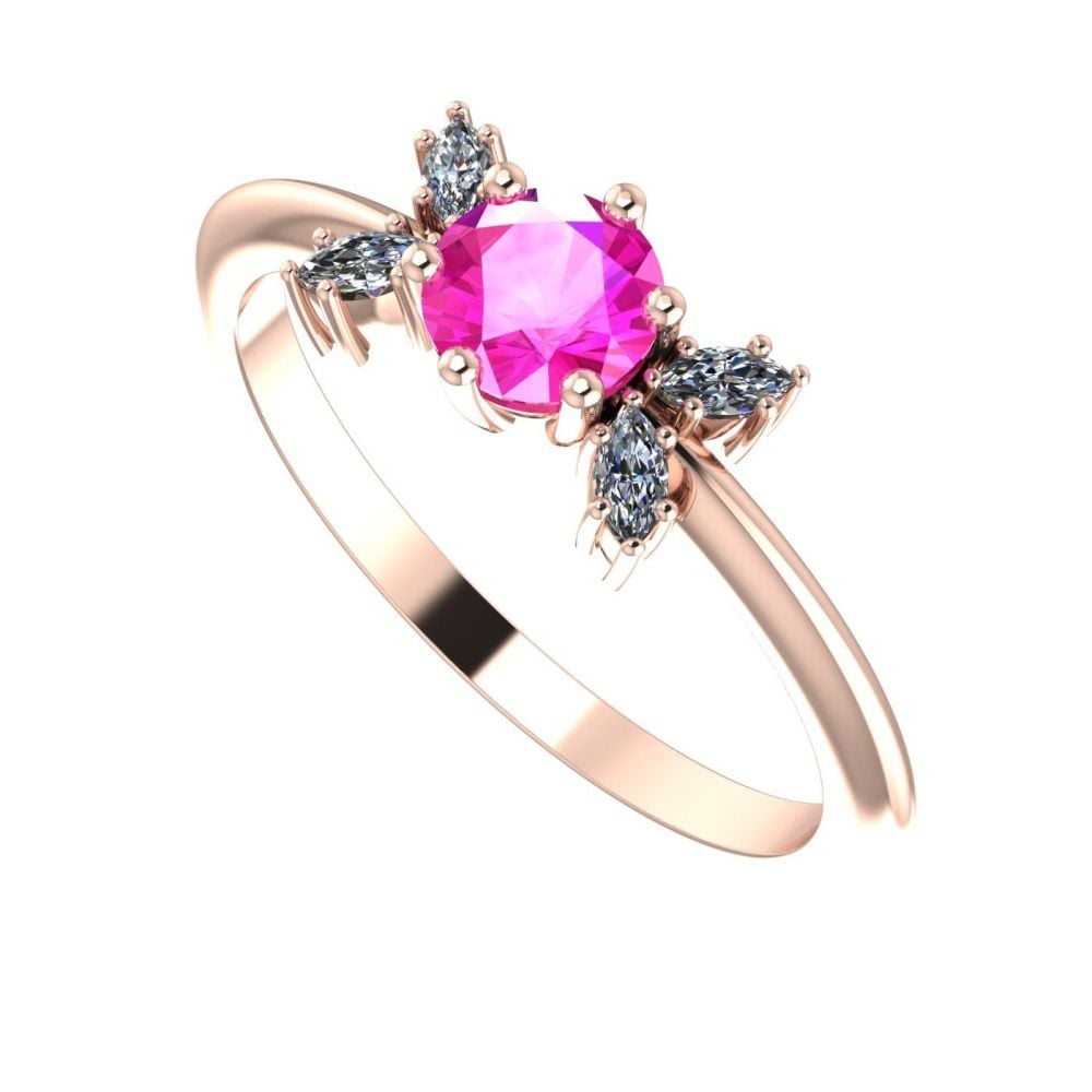 Flutterby Pink Sapphire, Diamond's & Rose Gold Ring