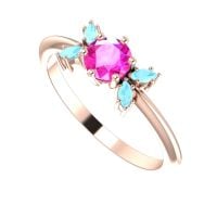 Flutterby Pink Sapphire, Aquamarines & Rose Gold Ring