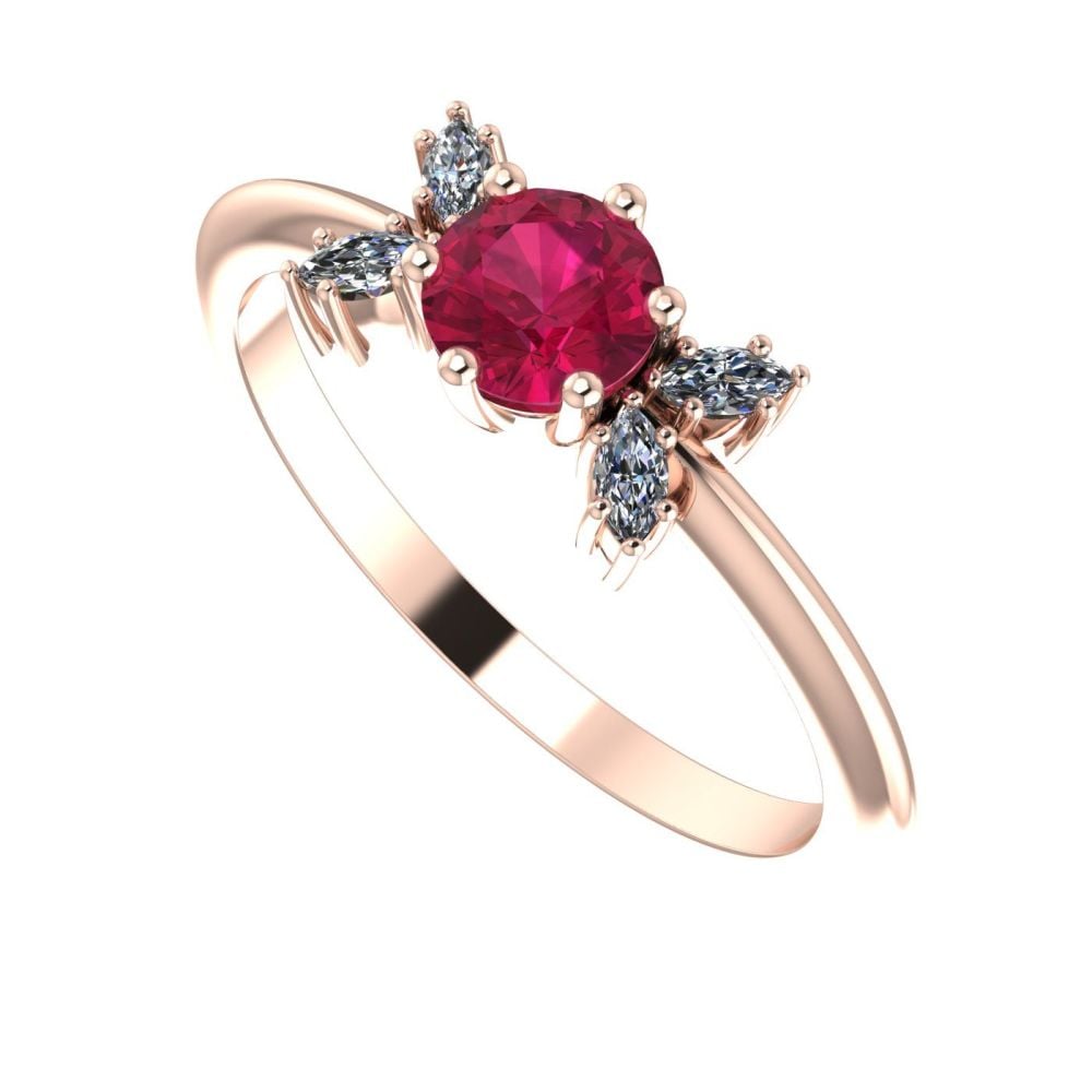 Flutterby Ruby, Diamond's & Rose Gold Ring