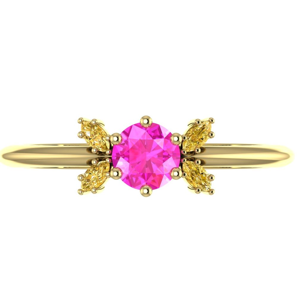 Flutterby Pink Sapphire & Yellow Diamond's Gold Ring