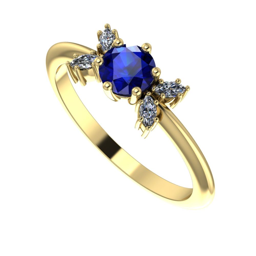 Flutterby Sapphires & Diamond's Gold Ring