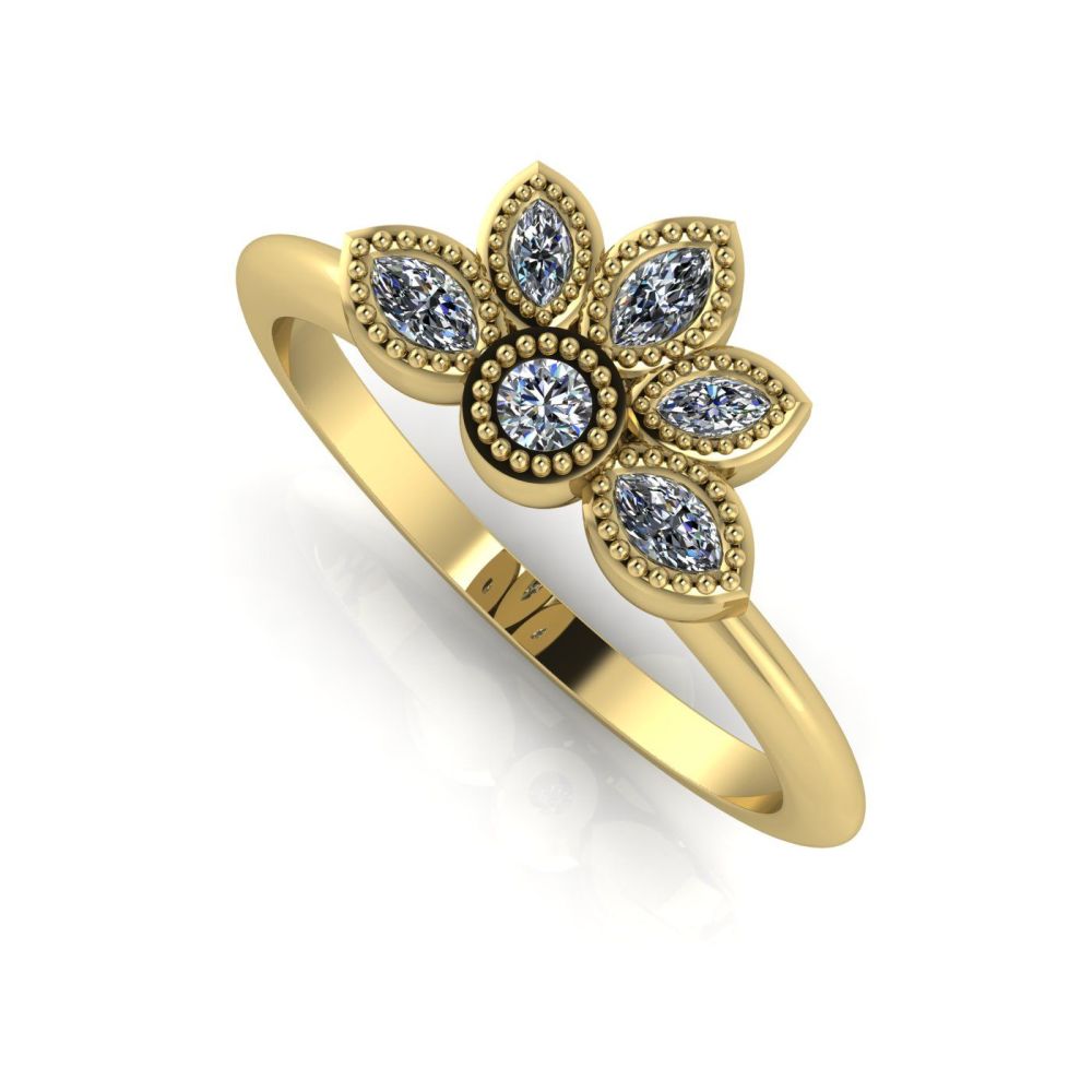 Astraea Liberty & Echo Wedding & Engagement Ring Set - Yellow Gold With Diamonds