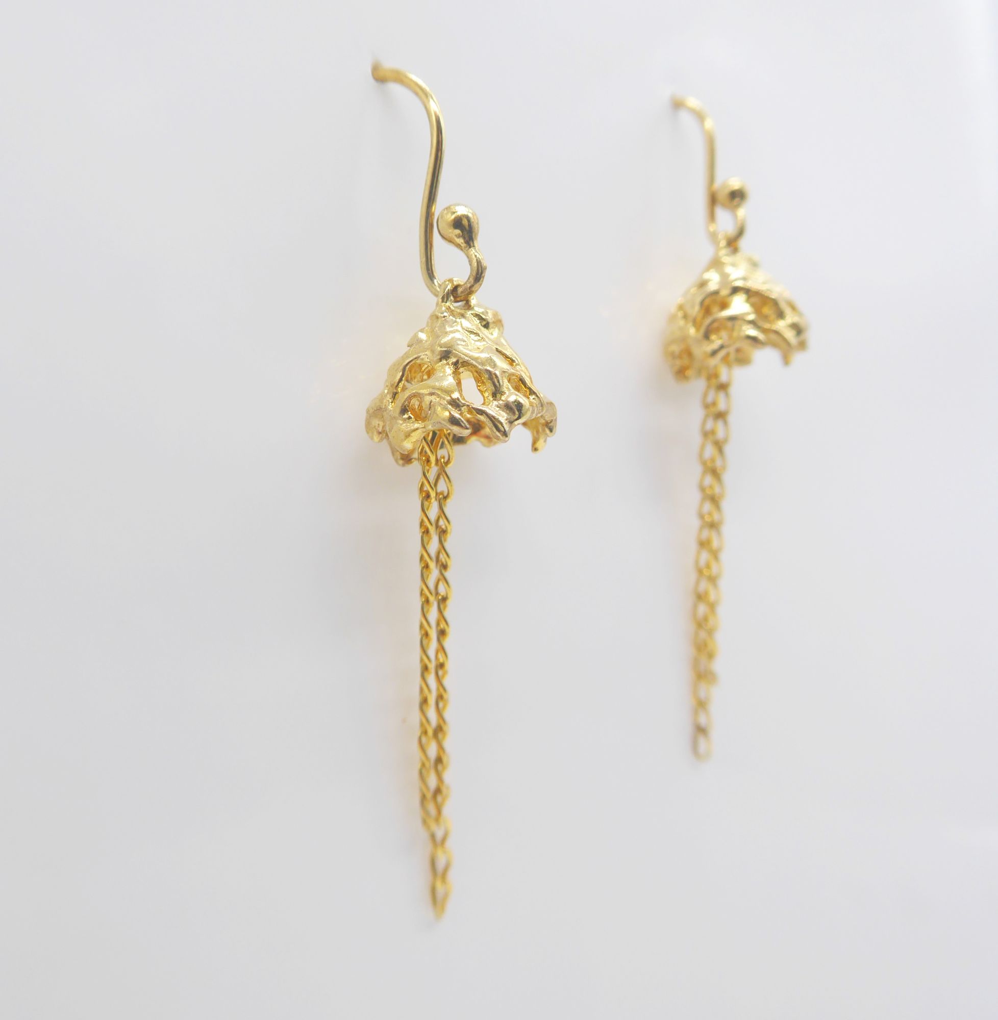 Small gold web earrings