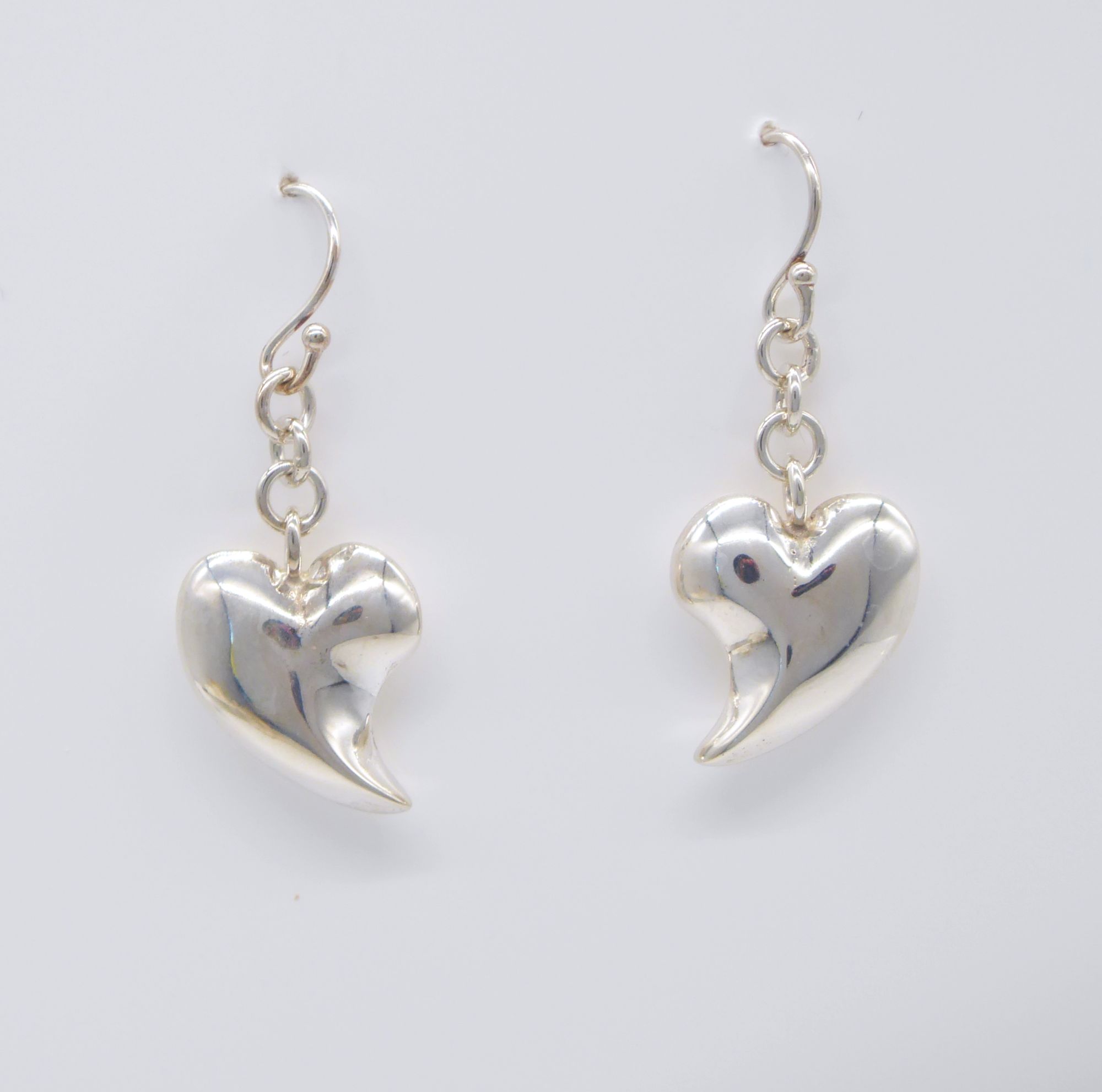 handmade silver heart earrings
