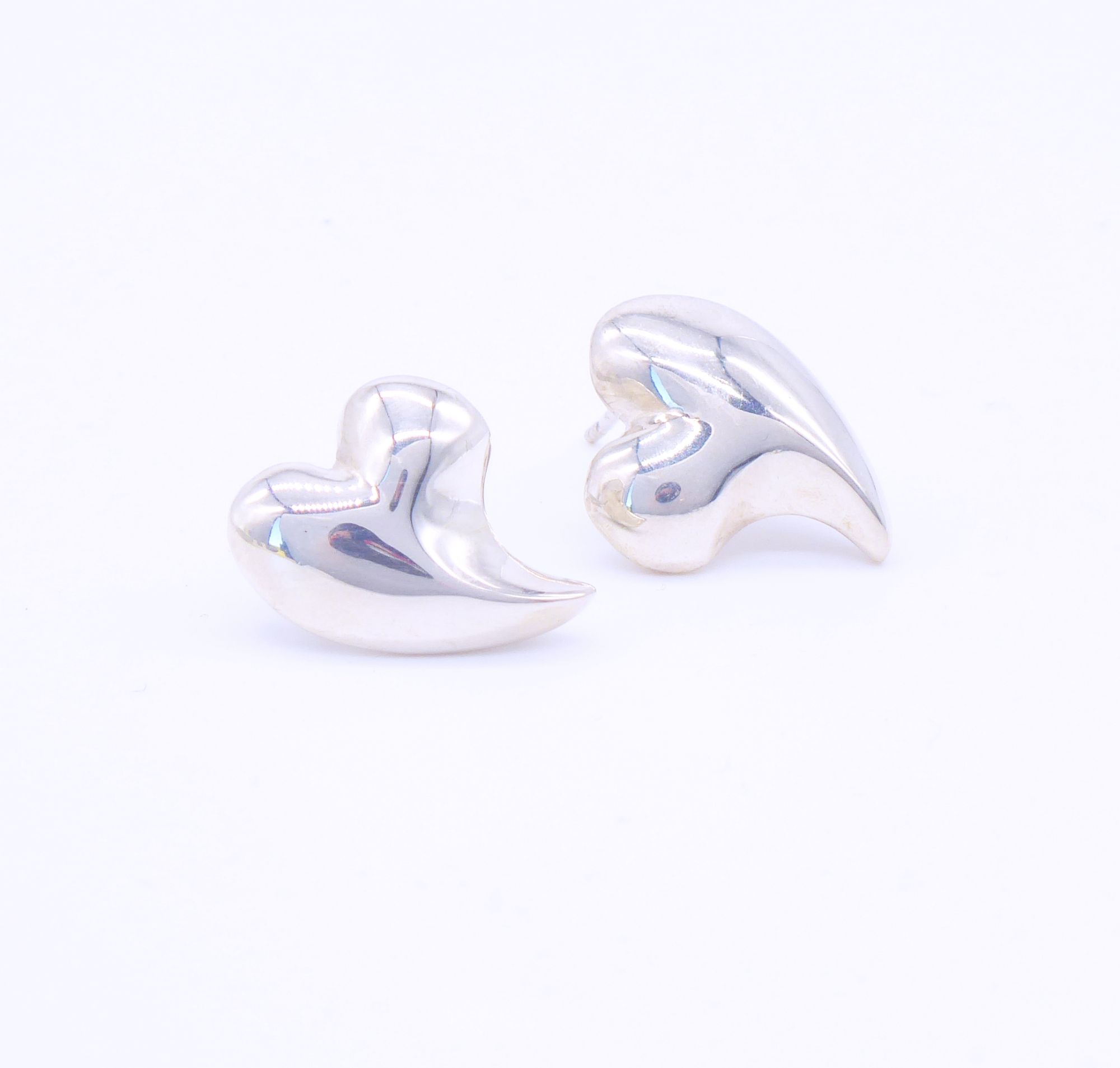 Handmade silver heart earrings