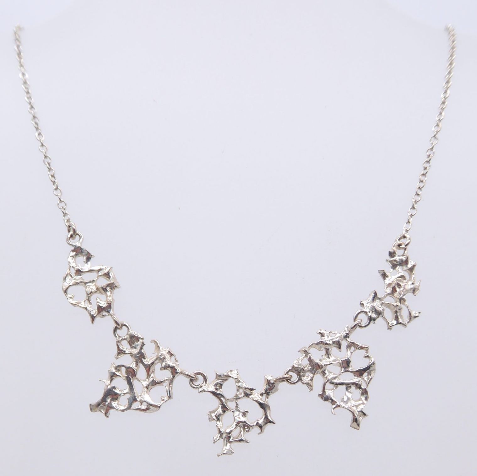 Silver web necklace