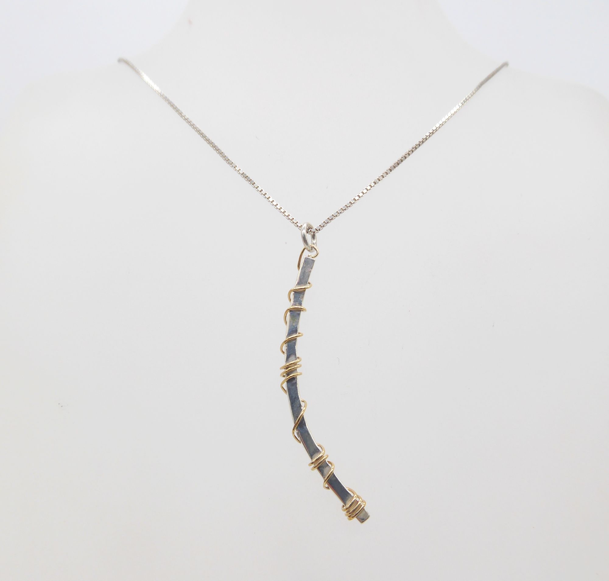 Silver and gold wire pendant