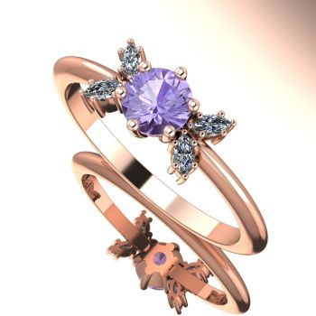 Flutterby Lavender Sapphire & Diamond Rose Gold Ring