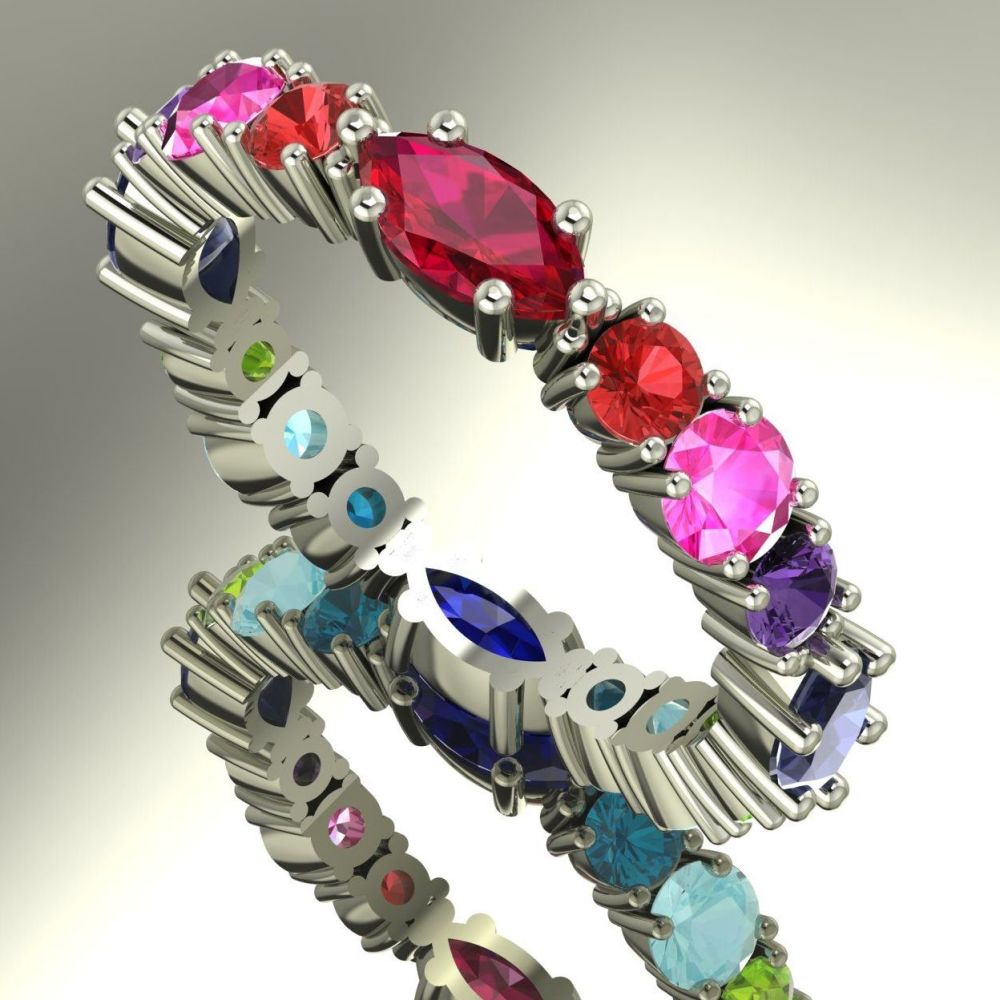 Allsorts - Multi Coloured Gemstone White Gold Eternity Ring