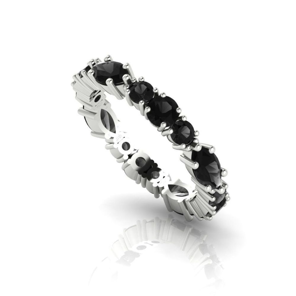 Black Diamond Allsorts Eternity Ring - White Gold