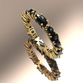 Black Diamond Allsorts Eternity Ring - Yellow Gold