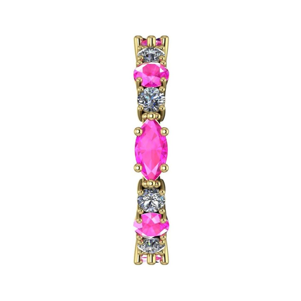 Raspberry Ripple Allsorts - Pink Sapphire & Diamond Yellow Gold Eternity Ring