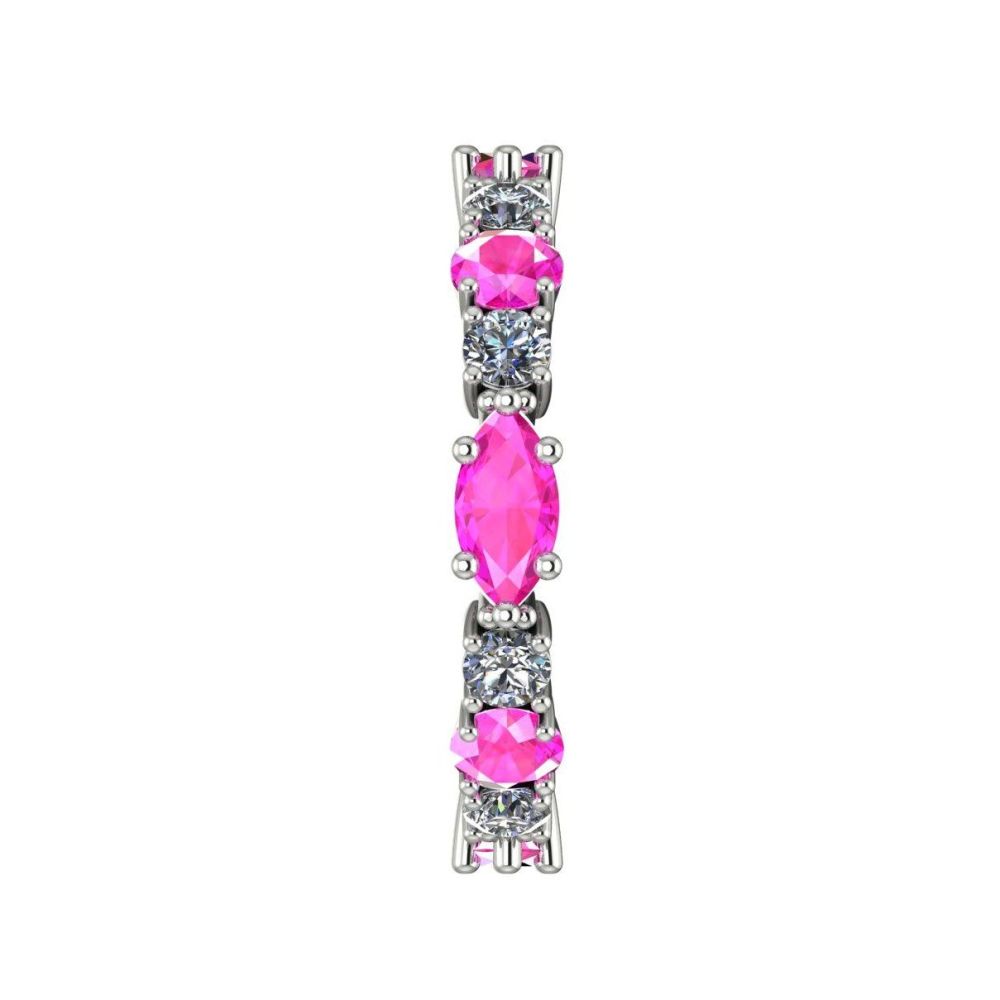 Raspberry Ripple Allsorts - Pink Sapphire & Diamond Eternity Ring - White Gold Or Platinum