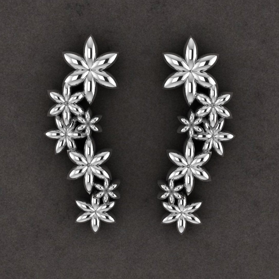 silver fleur earrings