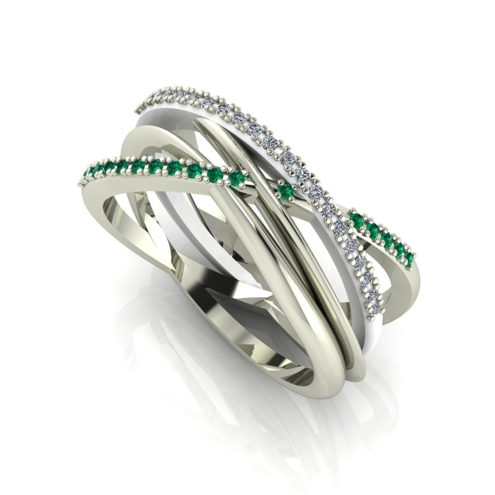 Eternal Infinity Emerald & Diamond Eternity Ring White Gold