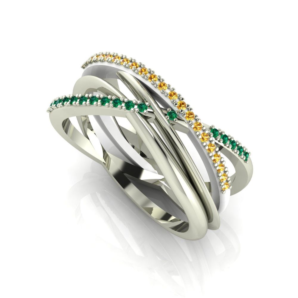 Eternal Infinity Emerald & Yellow Sapphire Eternity Ring White Gold