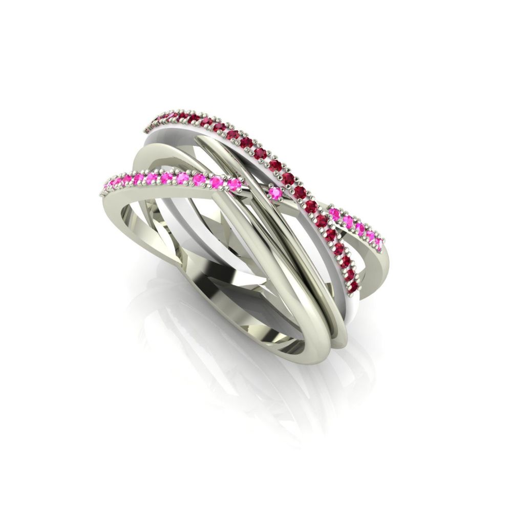 Eternal Infinity Ruby & Pink Sapphire White Gold Eternity Ring