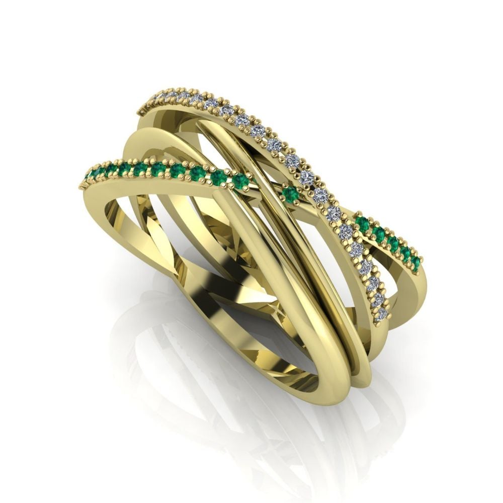 Eternal Infinity Emerald & Diamond Eternity Ring Yellow Gold