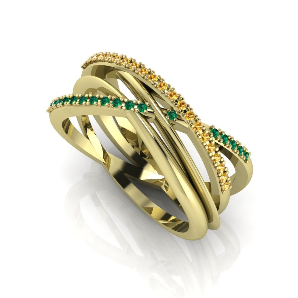 Eternal Infinity Emerald & Yellow Sapphire Eternity Ring Yellow Gold