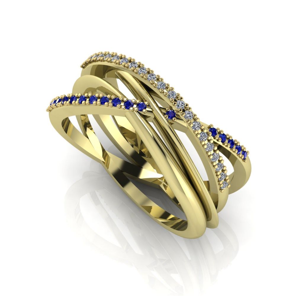 Eternal Infinity Sapphire & Diamond Yellow Gold Eternity Ring