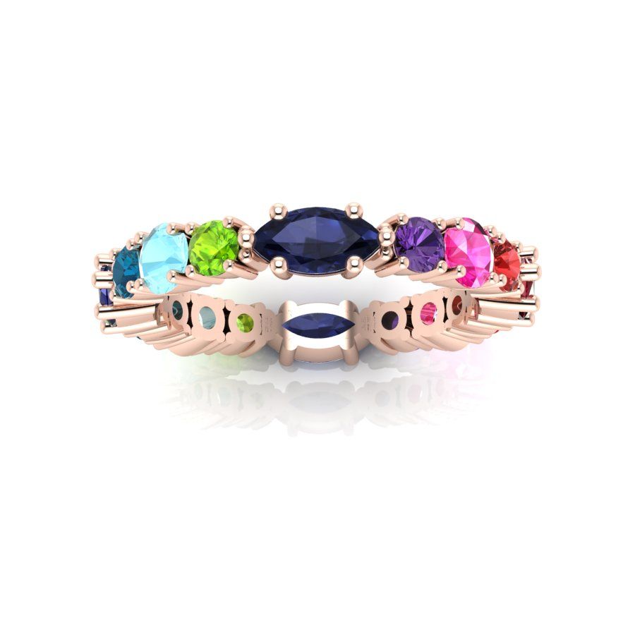 Allsorts - Multi Coloured Gemstone Eternity Ring - Rose Gold