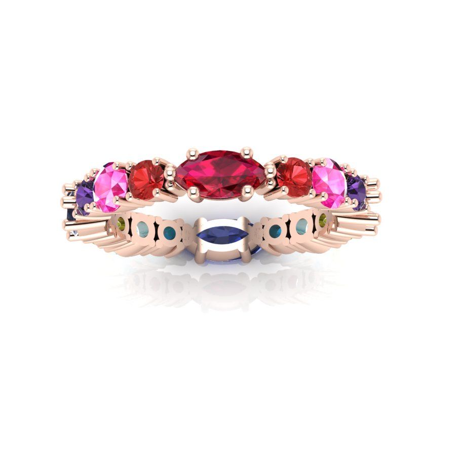 Allsorts - Multi Coloured Gemstone Eternity Ring - Rose Gold