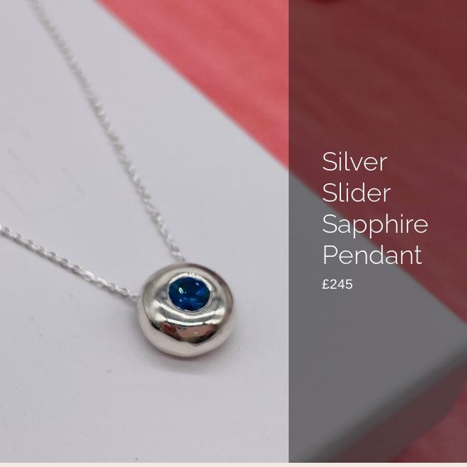 blue sapphire silver slider pendant
