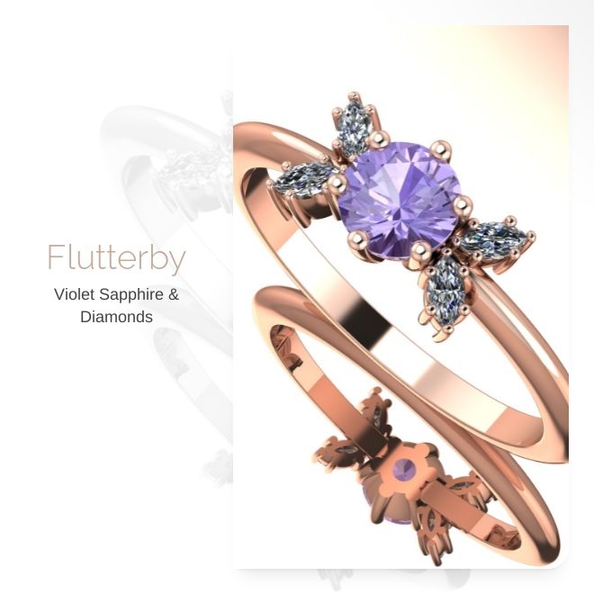 Violet sapphire and rose gold ring