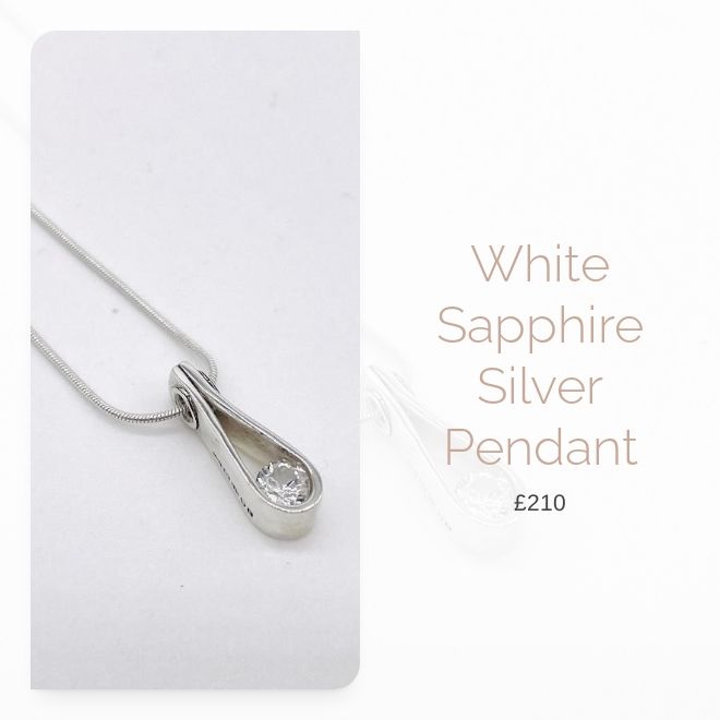 white sapphire silver pendant