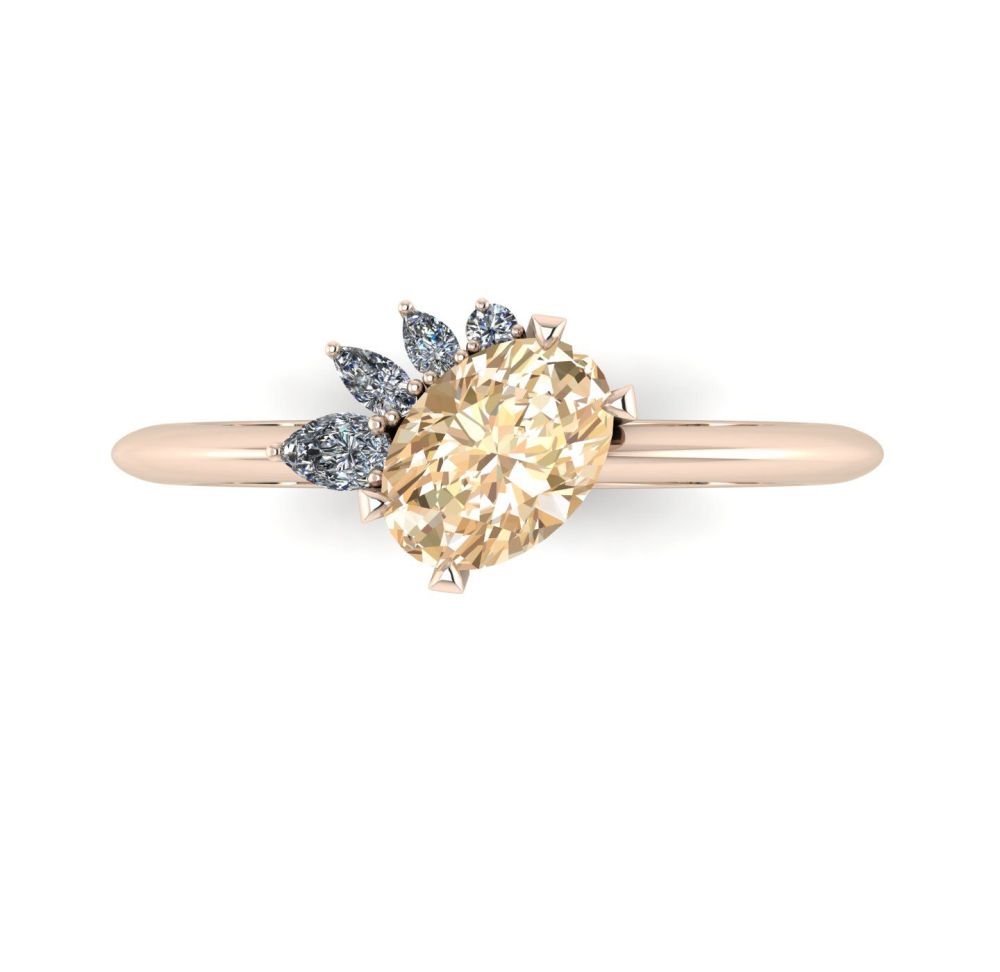Selene  - Champagne Diamond, Diamonds & Rose Gold Engagement Ring