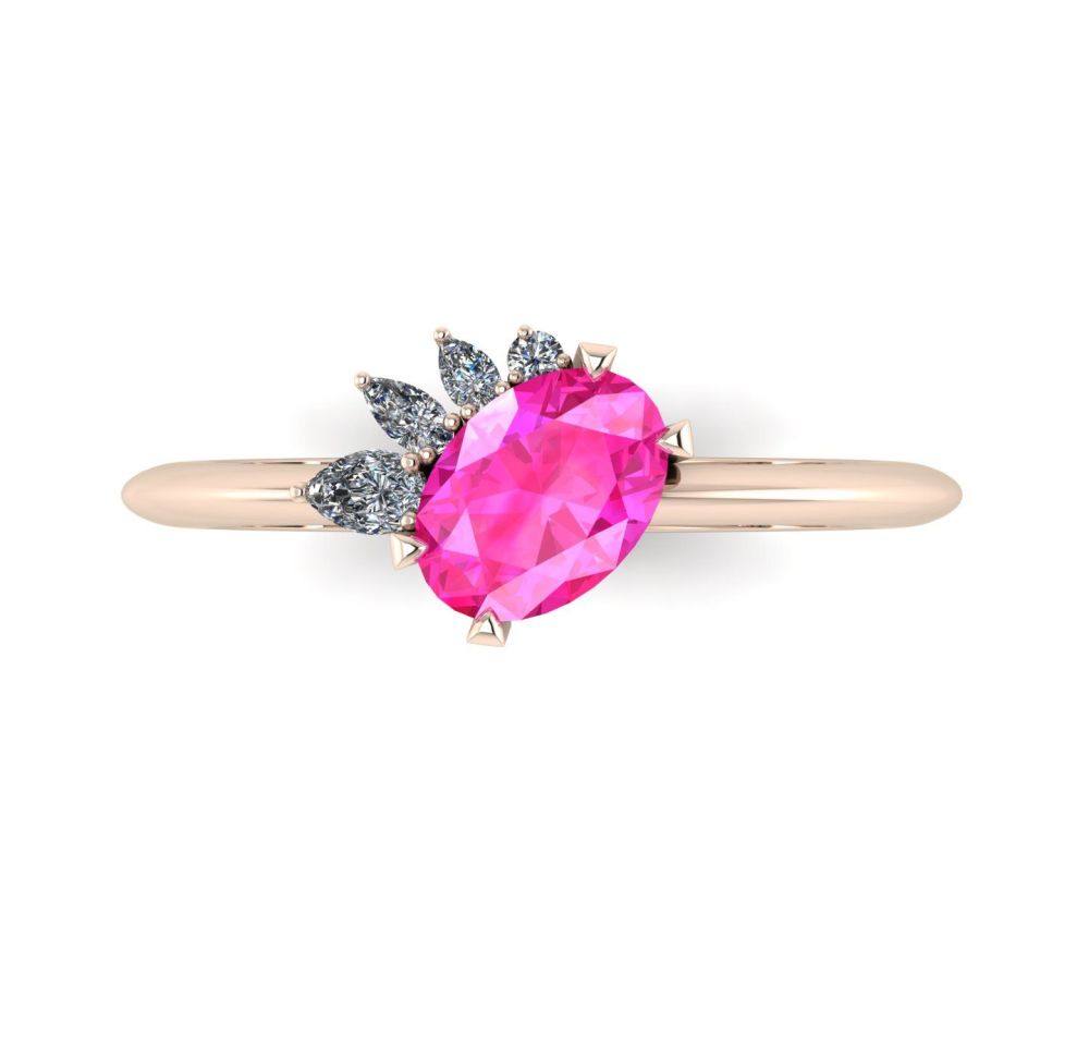 Selene - Pink Sapphire, Diamonds & Rose Gold Engagement Ring