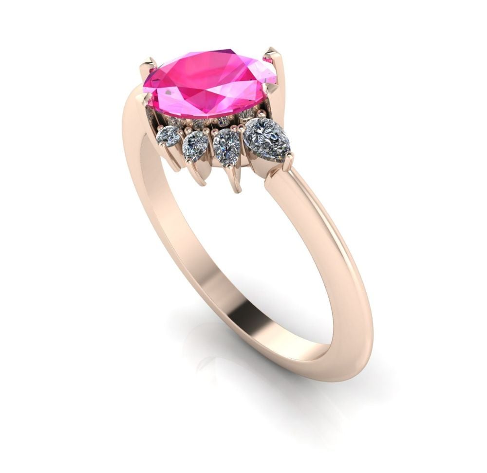 Selene - Pink Sapphire, Diamonds & Rose Gold Engagement Ring