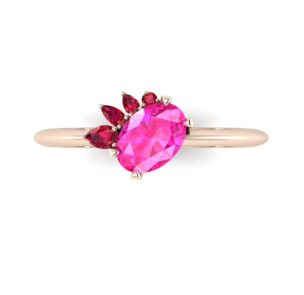 Selene - Pink Sapphire, Rubies & Rose Gold Engagement Ring