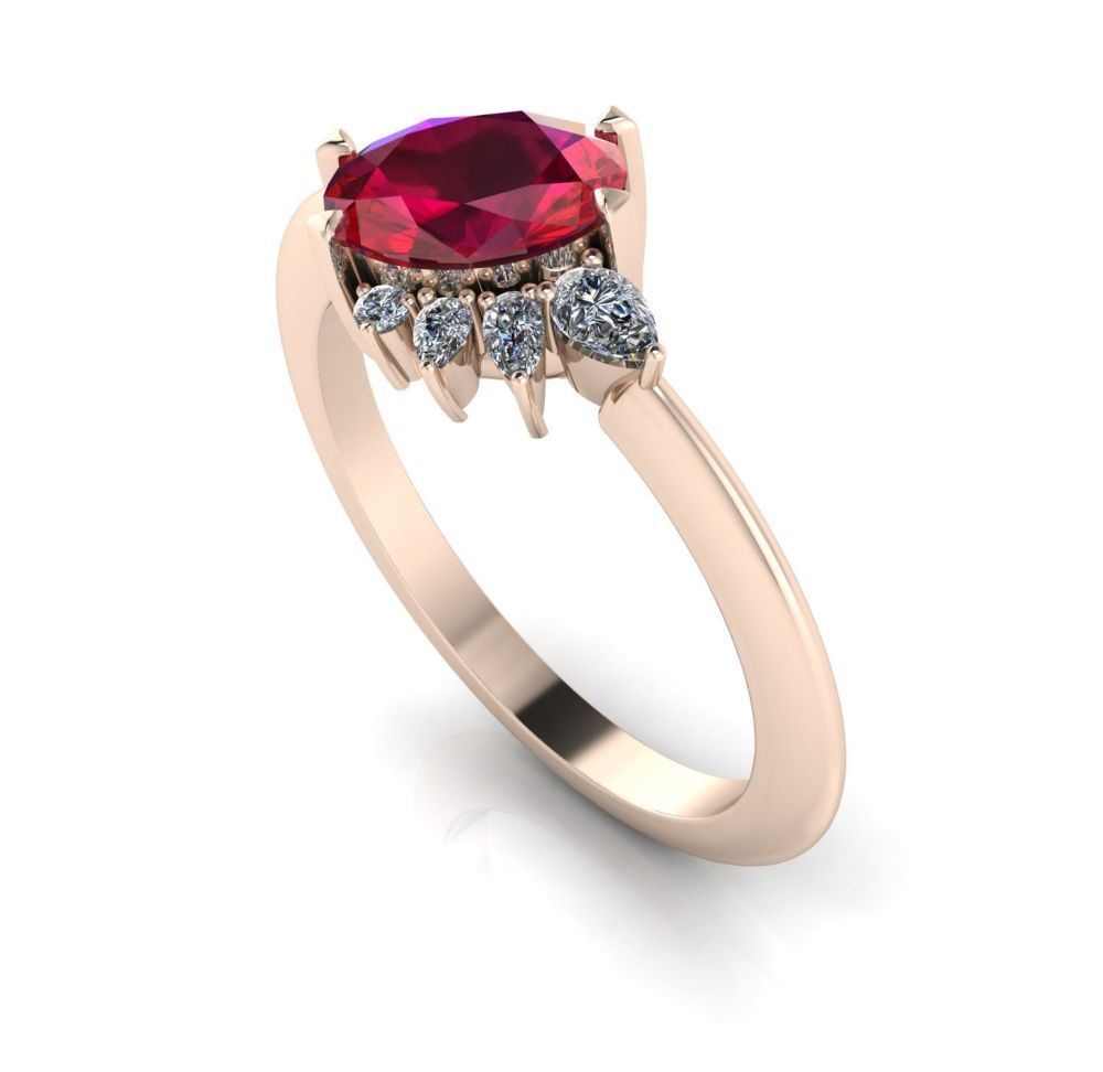 Selene - Ruby, Diamonds & Rose Gold Engagement Ring