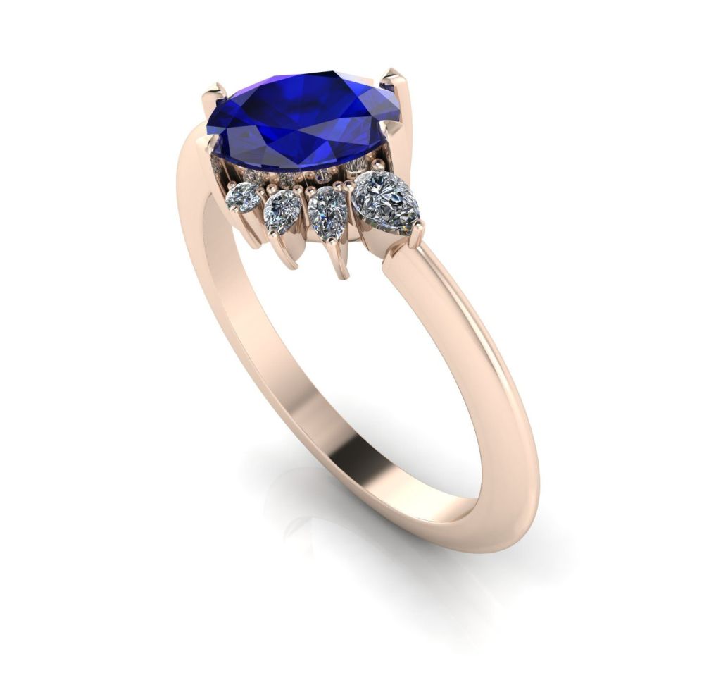 Selene - Sapphire, Diamonds & Rose Gold Engagement Ring