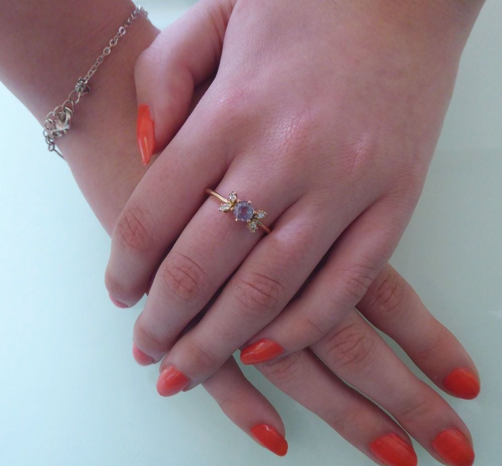 Flutterby violet sapphire engagement ring