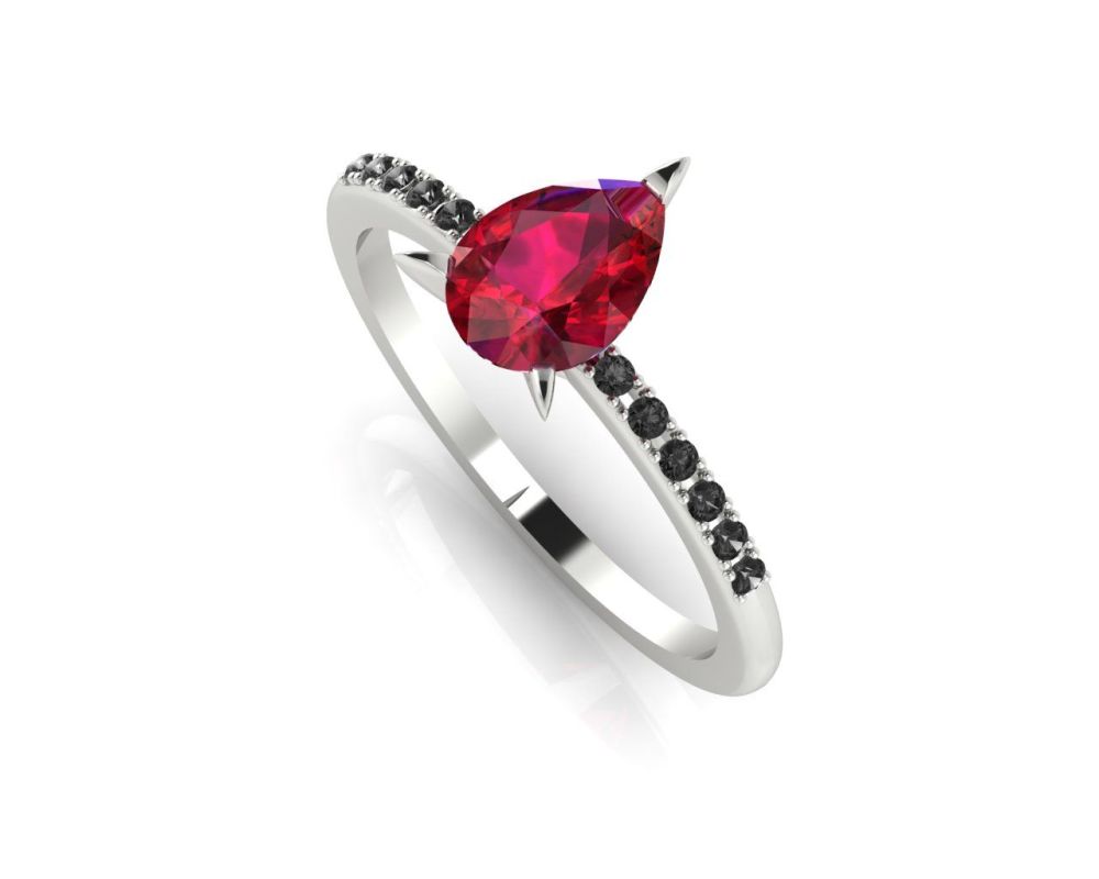 Ruby and black diamond engagement ring